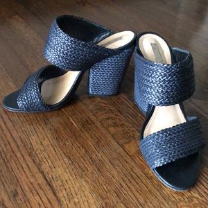 Schutz Black Weaved Heels Size 40